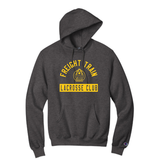 FREIGHT TRAIN LACROSSE CLUB ARCH CHAMPION POWERBLEND ADULT HOODIE - CHARCOAL HEATHER