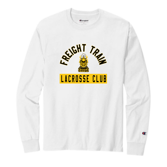 FREIGHT TRAIN LACROSSE CLUB ARCH ADULT LONG-SLEEVE CHAMPION TEE - WHITE
