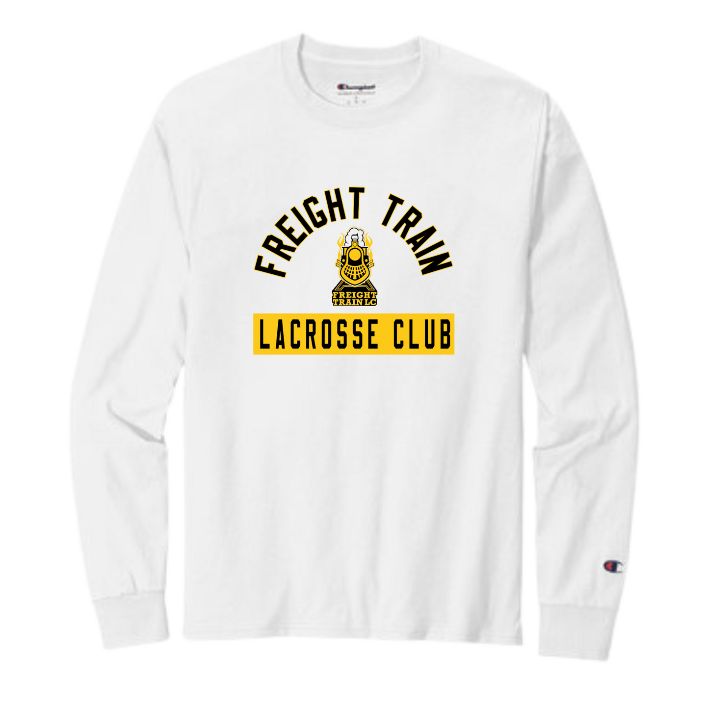 FREIGHT TRAIN LACROSSE CLUB ARCH ADULT LONG-SLEEVE CHAMPION TEE - WHITE