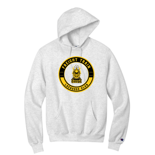 FREIGHT TRAIN LACROSSE CLUB CIRCLE LOGO CHAMPION POWERBLEND ADULT HOODIE - SILVER GRAY