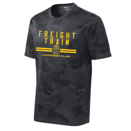 FREIGHT TRAIN LACROSSE CLUB DOUBLE LINE SPORT-TEK CAMOHEX YOUTH TEE - IRON GRAY
