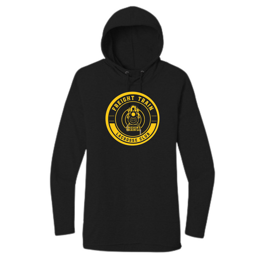 FREIGHT TRAIN LACROSSE CLUB CIRCLE LOGO WOMEN'S FEATHERWEIGHT FRENCH TERRY HOODIE - BLACK
