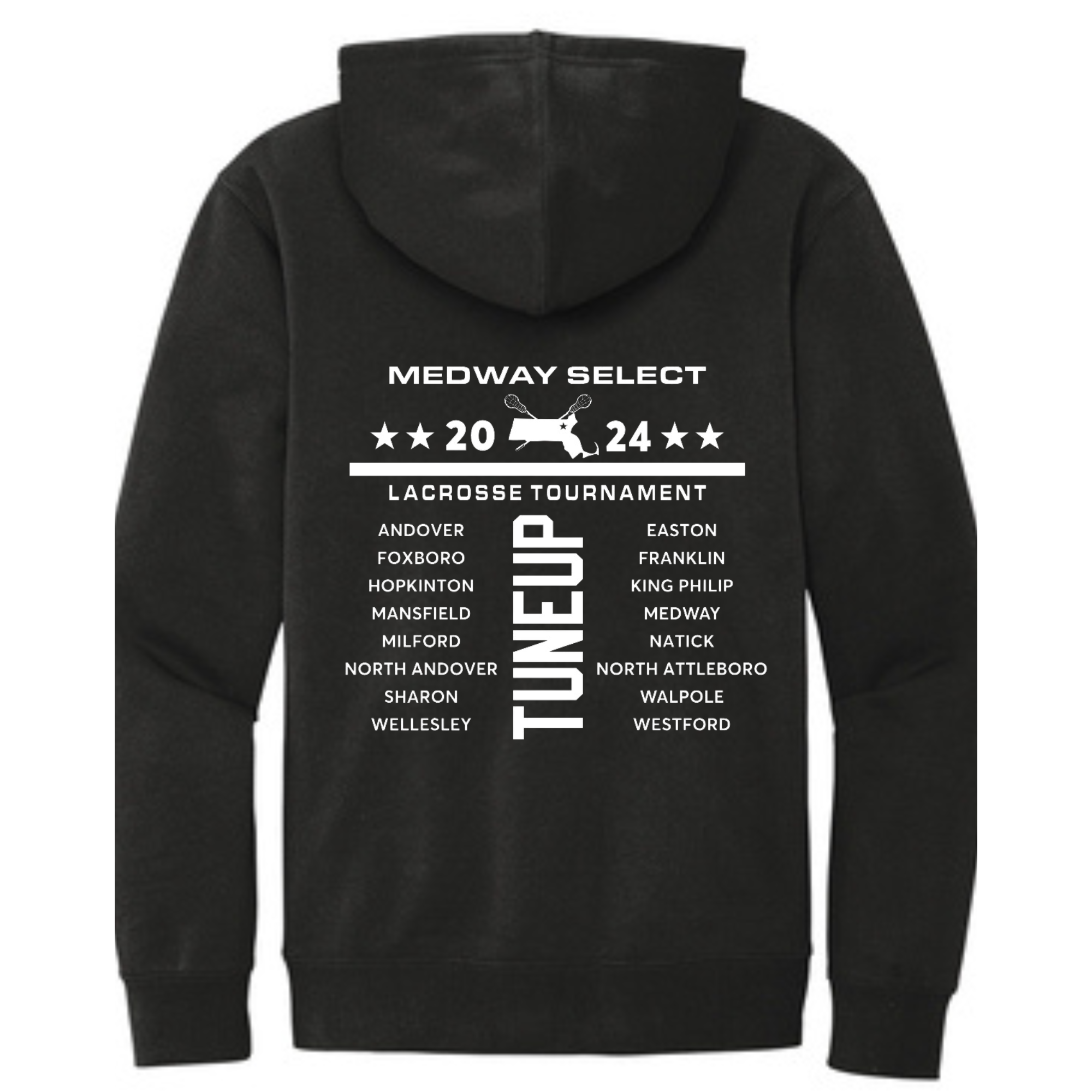 TUNEUP TOURNAMENT SELECT LACROSSE ADULT HOODIE WITH TOWNS - BLACK