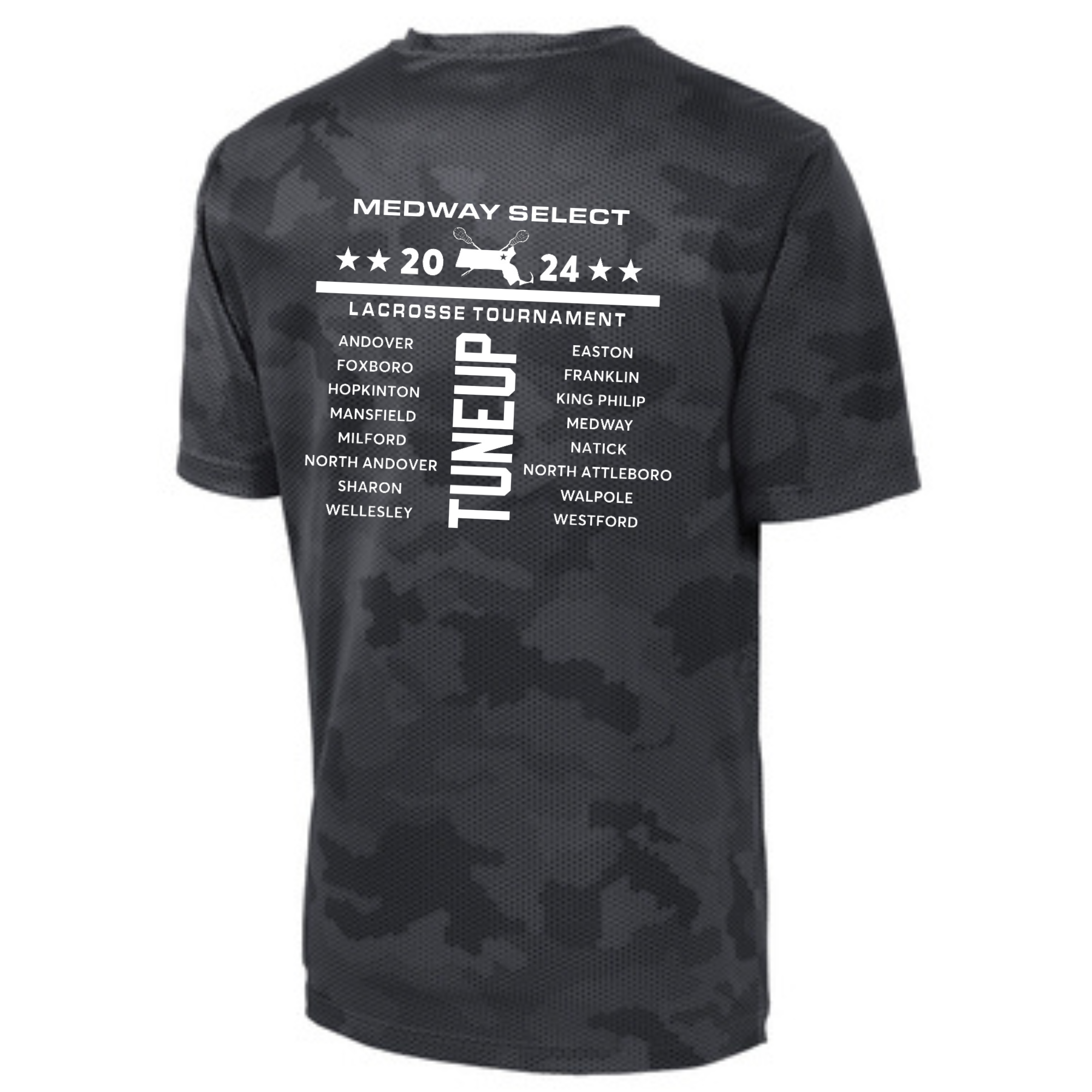 TUNEUP TOURNAMENT SELECT LACROSSE CAMOHEX YOUTH TEE WITH TOWNS - IRON GRAY
