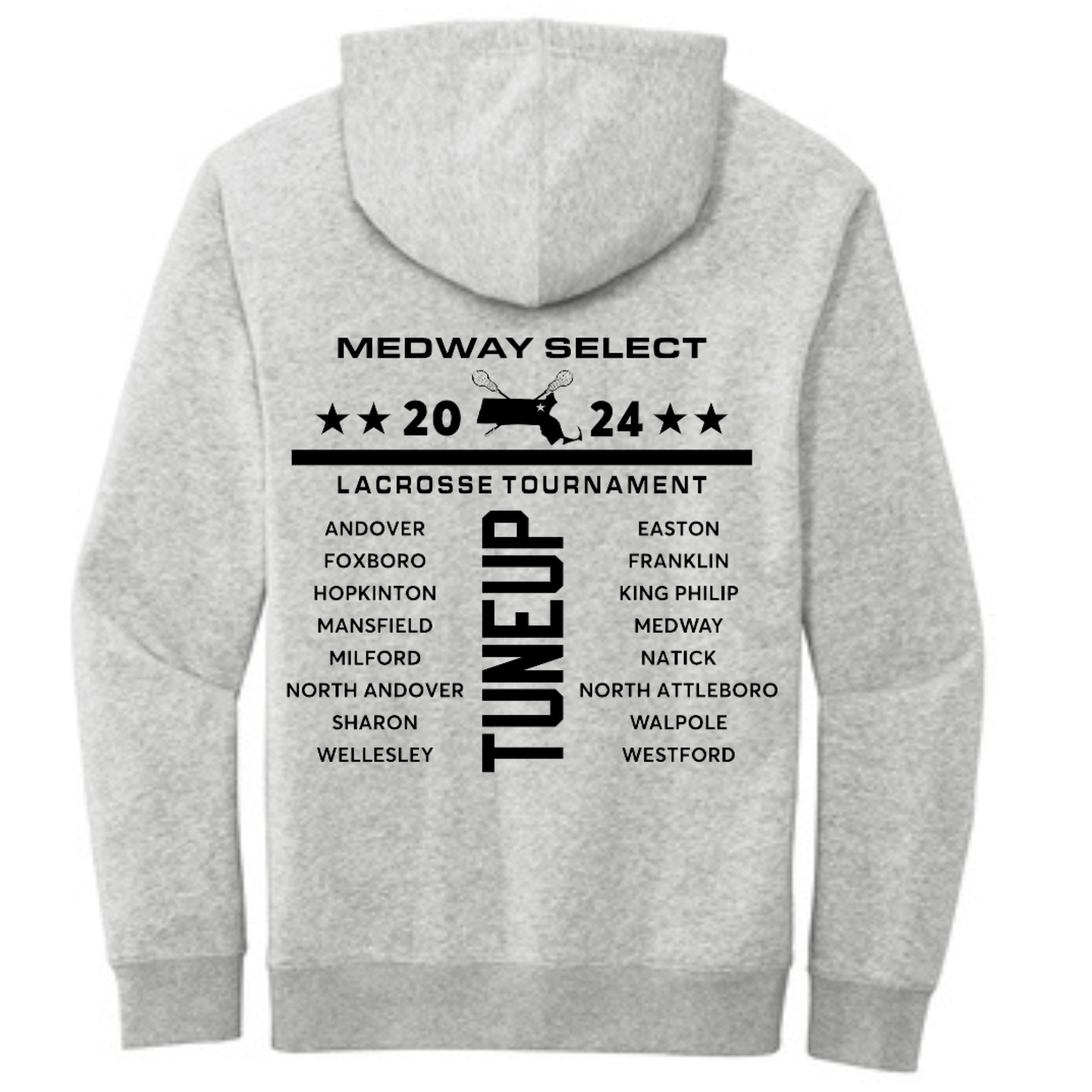 TUNEUP TOURNAMENT SELECT LACROSSE YOUTH HOODIE WITH TOWNS - GRAY